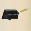 Non-Stick Cast Iron Skillet with Wooden Handle Manufacturer From China